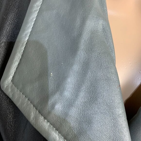 Vintage 70s Leather Maxi Trench Coat Small Black Belted Retro Long Overcoat - Picture 9 of 16